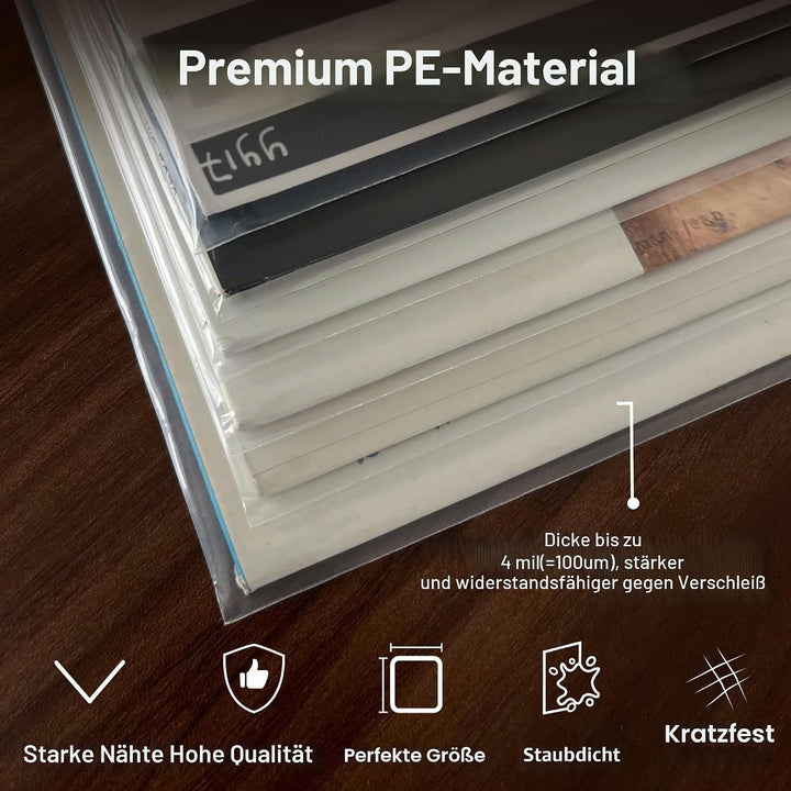 Verdickte Schallplatten Hüllen 12 Zoll Aussenhüllen (100 Stück) | 100 Mikron Premium Polyethylen Aus