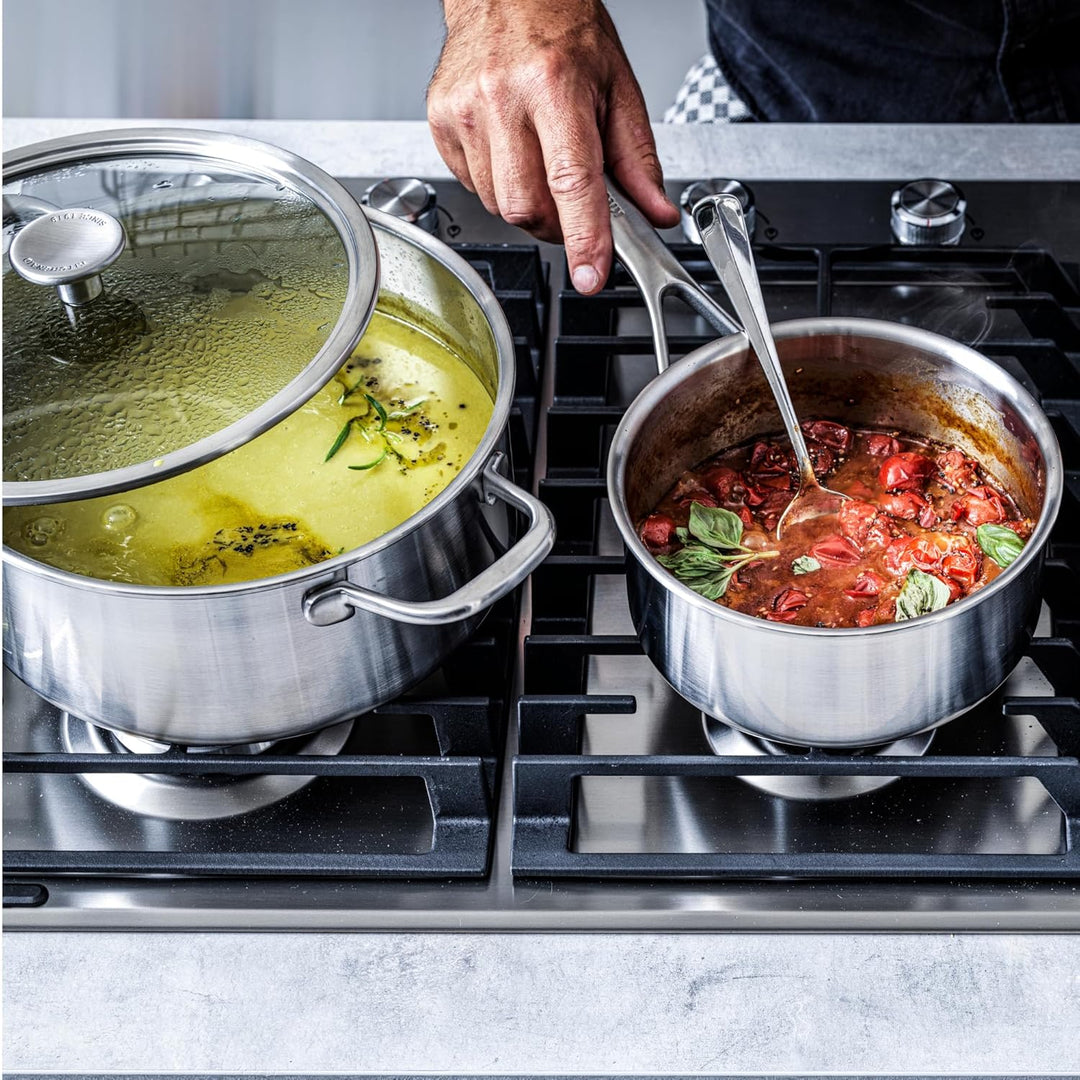 KitchenAid MultiPly 3PLY PFAS-freier Edelstahl-Kochtopf mit Glasdeckel, 18 cm/2,13 L, Dreifach, Mult