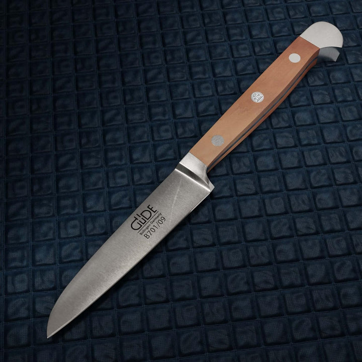 GÜDE Solingen - Gemüsemesser geschmiedet, 9 cm, Birnenholz, ALPHA BIRNE, Doppelkropf, Handmade Germa