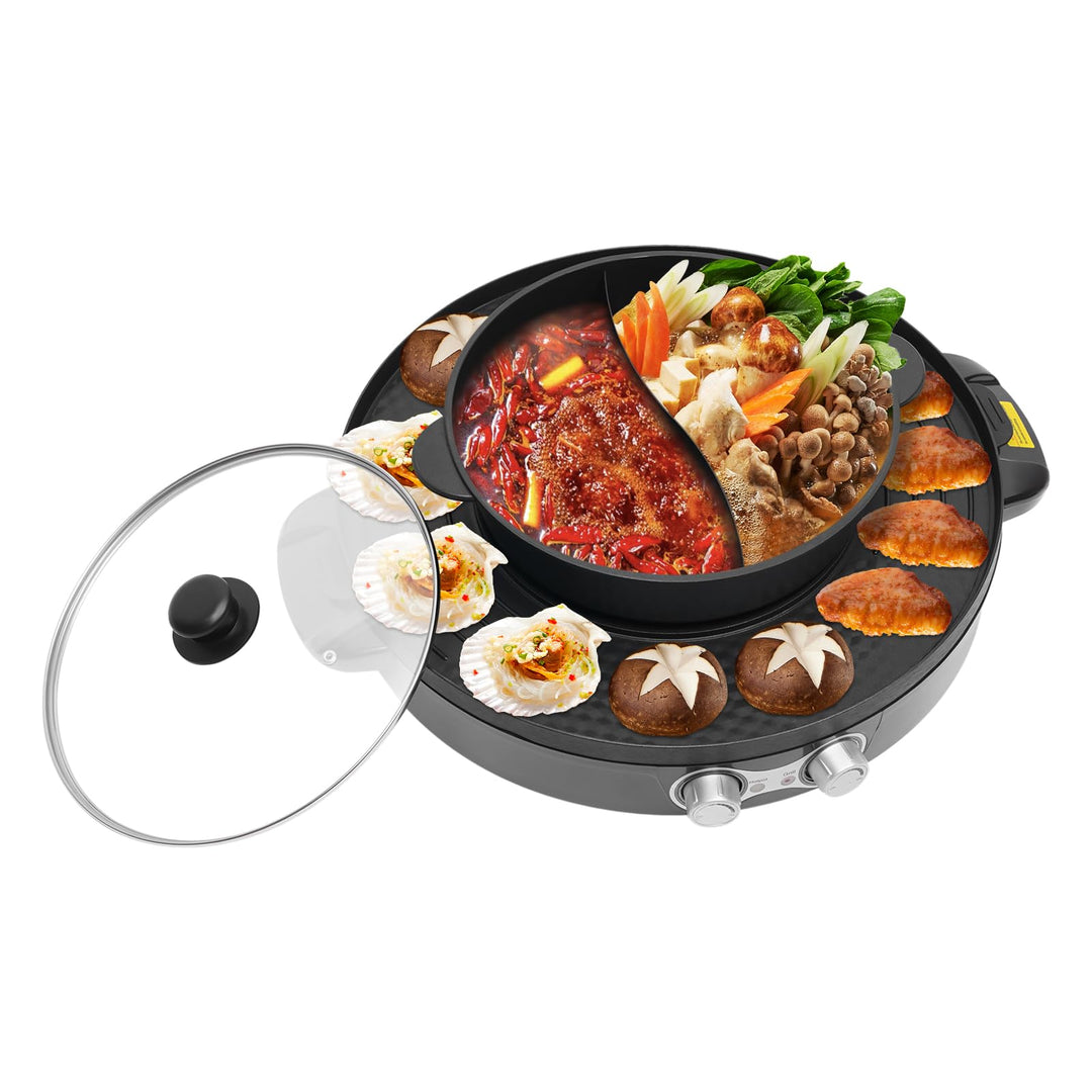 Elektrischer Hotpot Shabu Und Bbq Grill Doppelter Hot Pot Mit Multifunktions Rund Tischgrill Elektro