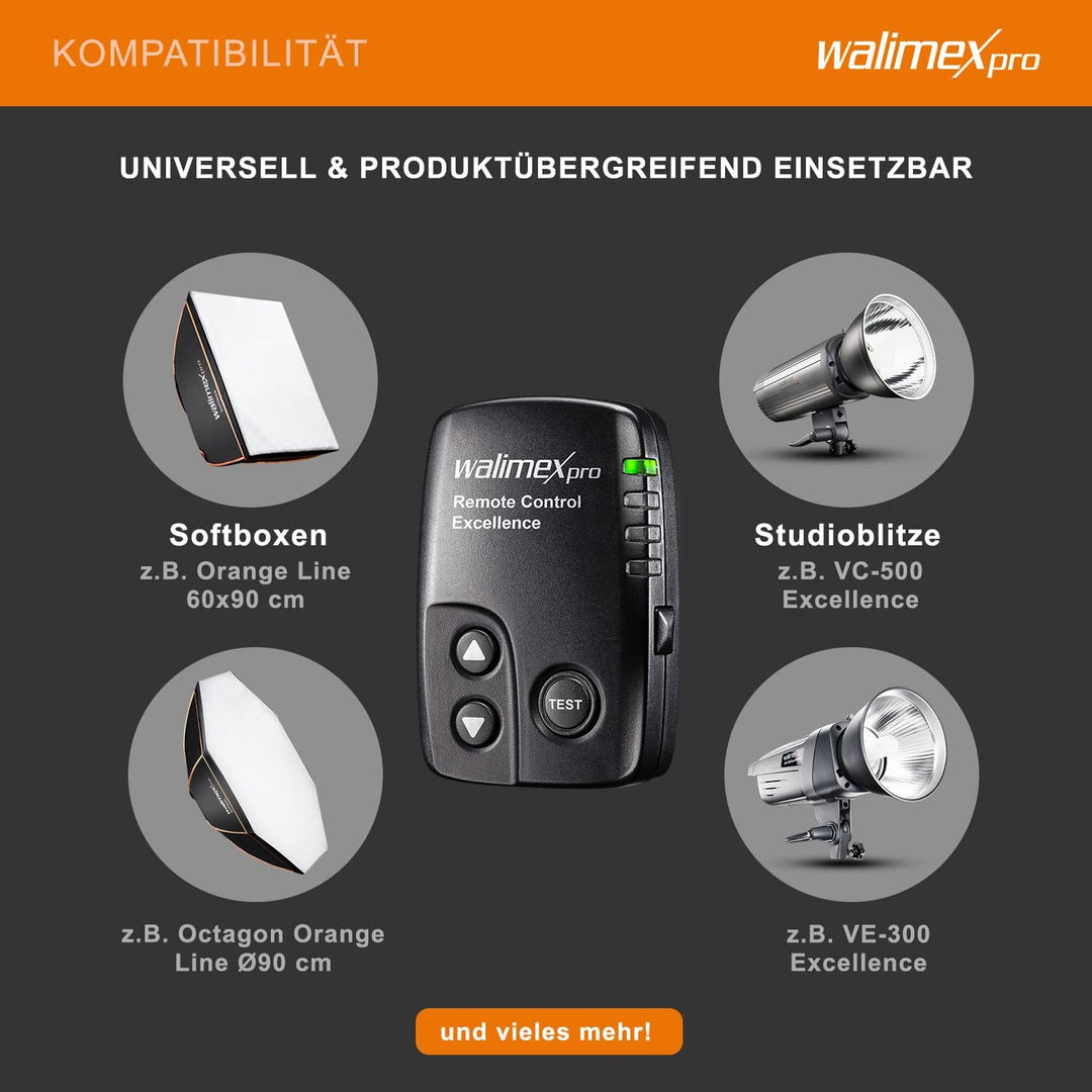 Walimex pro VE & VC & Newcomer Studioblitz Auslöser - Kabellose Fernsteuerung bis zu 30 m, 16 Kanäle