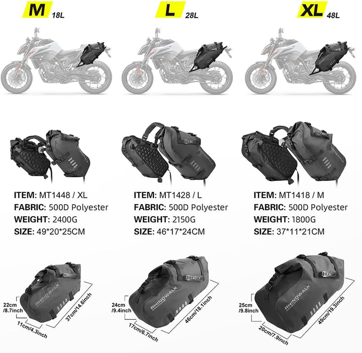 Rhinowalk Motorrad-Satteltaschen Gepäckträgertasche wasserdichte Anti-Vibrations-Motorseitentaschen