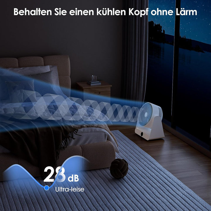 Dreamhigh® Leiser Ventilator mit Fernbedienung, 12-Geschwindigstufe 12H Timer, 90° Auto oszillierend