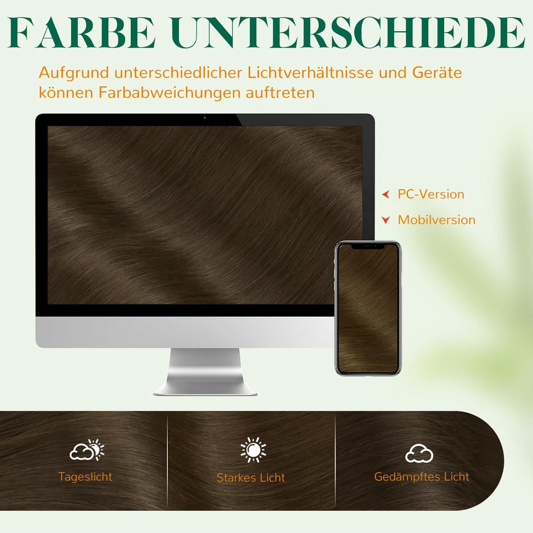 Easyouth Tape on Extension Echthaar Remy Extension Tape on Echthaar Farbe Dunkelste Braune 24 Zoll 5
