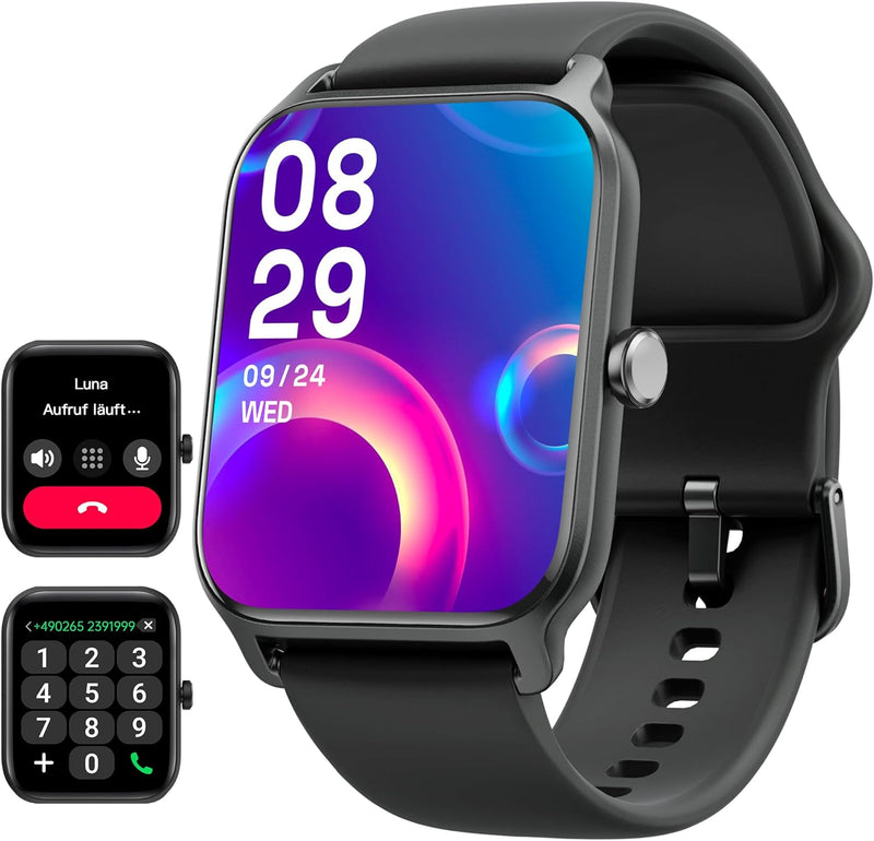 Woneligo Smartwatch Herren mit Telefonfunktion, 1.8" Fitnessuhr Herren mit Alexa integriertem Pulsme