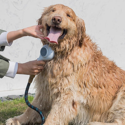 Haustier-Badebürsten-Sprühset, Haustier Duschsprüher, Hundebadebürste mit weicher Bürste und Adapter