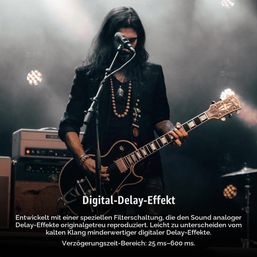 JOYO Digitales Delay-Effektpedal für E-Gitarre und Bass, Verzögerungszeitbereich 25–600 ms, Sounds „