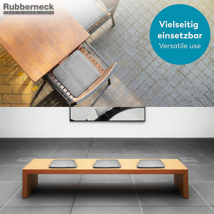 Rubberneck 8er Set rutschfeste Filz Sitzkissen eckig, Stuhlkissen mit Antirutsch-Noppen, hellgrau He