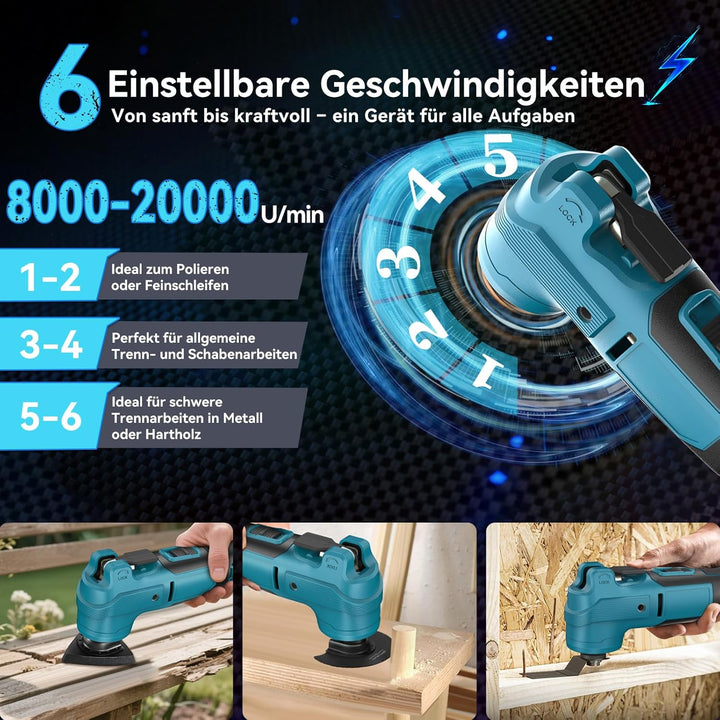 Yofuly Multifunktionswerkzeug für Makita 18V Akku - Multitool mit 2x 4.0Ah Akkus, Oszillationswerkze