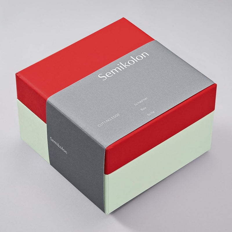 Semikolon 364833 3er Aufbewahrungsboxen Cutting Edge – 3 tlg – drei Grössen – Geschenkboxen rot-grün