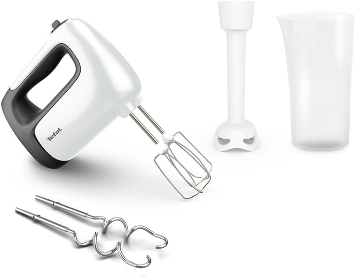 Tefal HT4611 Prep'Mix+ Handmixer | 500 Watt | Schiebeknopf mit 5 Geschwindigkeiten + Turbo | inkl. Z