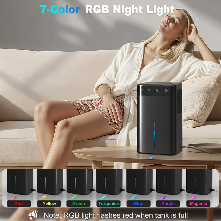 Luftentfeuchter -Black Elektrisch 2,6L, Leiser Raumentfeuchter für Keller, Bad &amp; Schlafzimmer bis 32