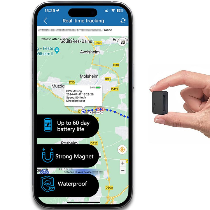 TKMARS Klein 4G Auto GPS, integrierte SIM-Karte(ABO erforderlich), 60 Tage Lange Akkulaufzeit, Magne