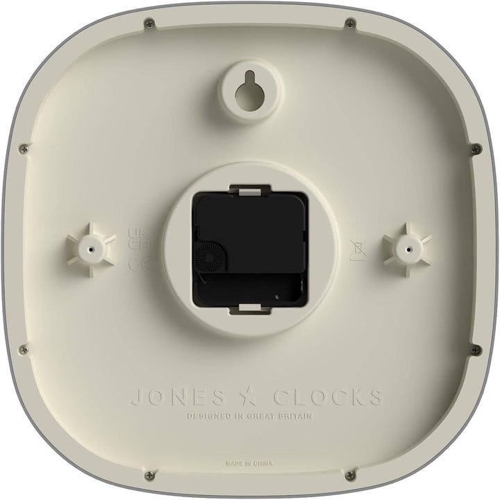 JONES CLOCKS Quadratische Retro-Wanduhr aus hochwertigem Acryl, Sprite' in Grau, 25 x 25 x 5 cm 25 x