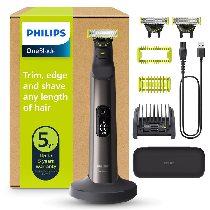 Philips OneBlade Pro 360 Face & Body Elektrischer Bartschneider, Rasierer und Bodygroomer, 3x 360-Kl