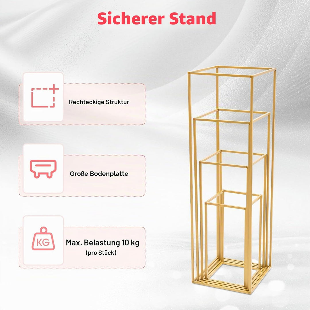 4 Stück Blumenständer 40/60/80/100cm Geometrisch, Abnehmbar Hochzeit Herzstück Tische, Geometrischer