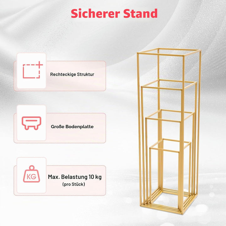 4 Stück Blumenständer 40/60/80/100cm Geometrisch, Abnehmbar Hochzeit Herzstück Tische, Geometrischer