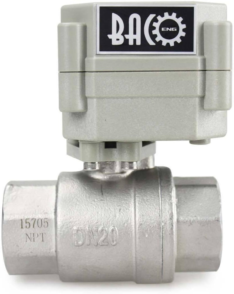 BACOENG 3/4" DN20 Edelstahl BSP 2 Port Motorkugelventil normalerweise offen (AC110-230V CR202C 2 Dra