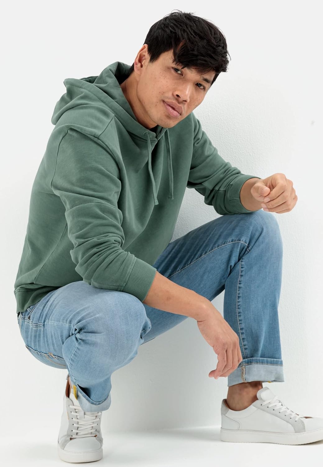 camel active Herren Hoodie aus Reiner Baumwolle M Grün, M Grün