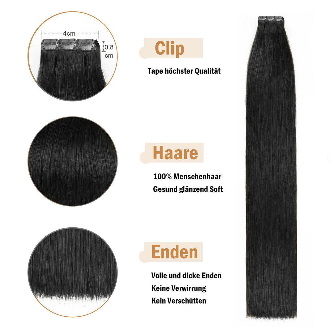 (35cm-55cm) Clip In Extensions Echthaar Set 10pcs 120g 100% Remy Echthaar für Haarverlängerung glatt