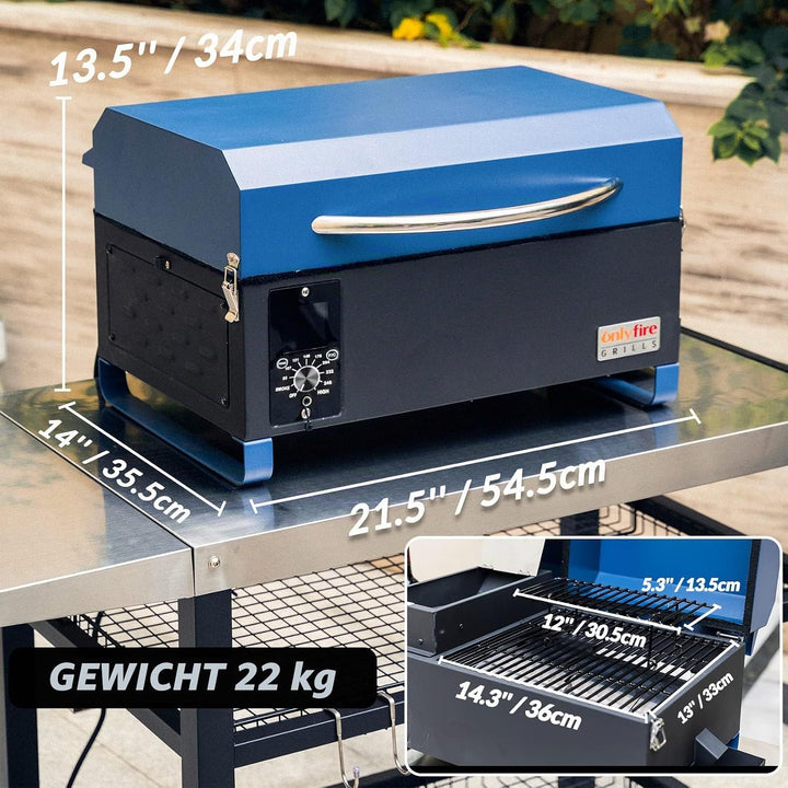 Onlyfire Pellet Smoker Grill, 8-in-1-Multifunktion Räucherofen, Pelletgrill inkl. Abdeckhaube, LED-B