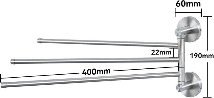 Auralum Handtuchhalter ohne Bohren/mit Bohren,180° Klappbar Handtuchstange Edelstahl Kann 5 KG Trage