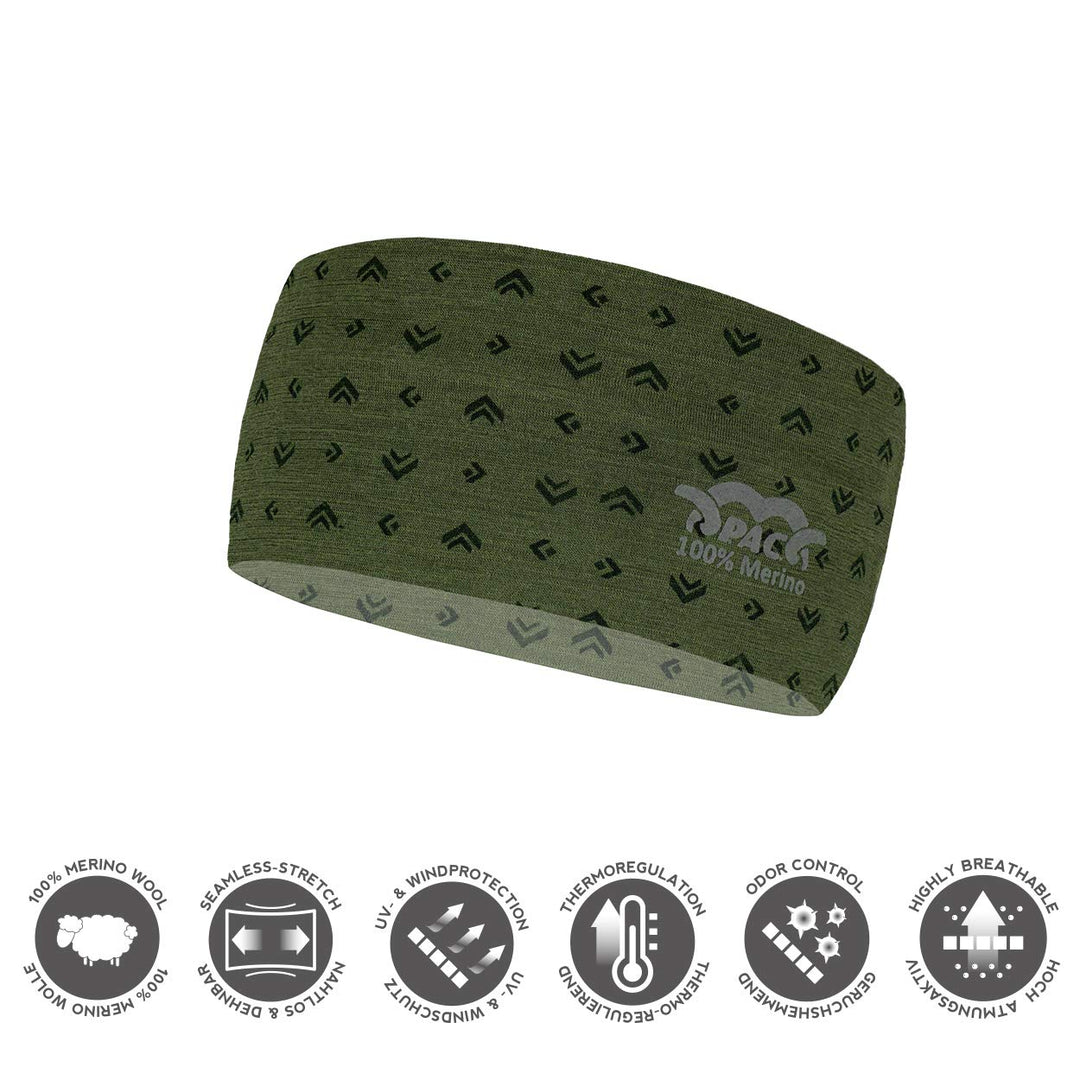 P.A.C. Merino Headband - Funktionsstirnband, Schweissband, Outdoortuch, nahtloses Stirnband, Sport H