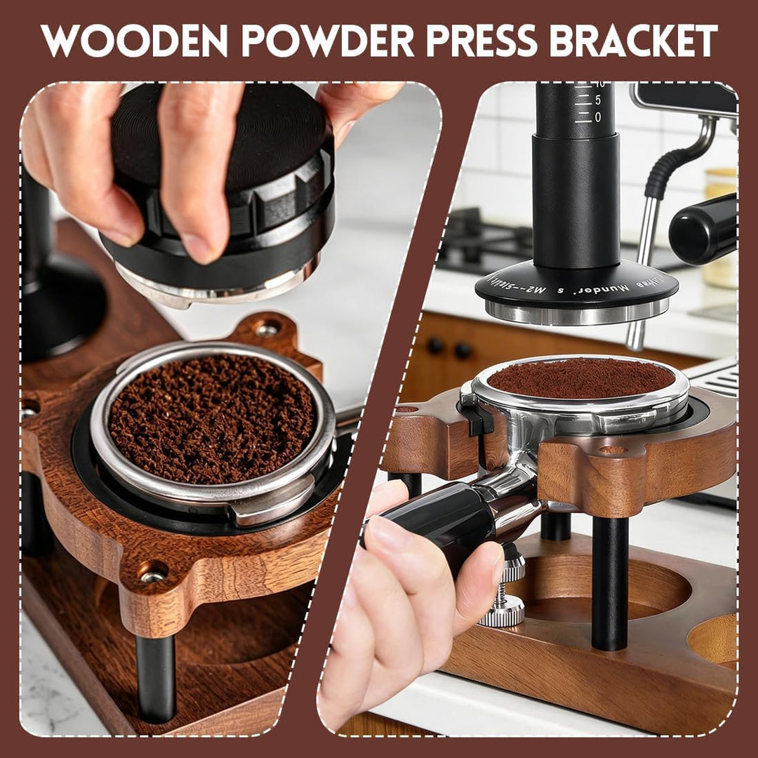 Tamperstation 58mm/51mm-54mm, Espresso Tamper Station, Tamperstation Holz für Siebträger, Barista Ta