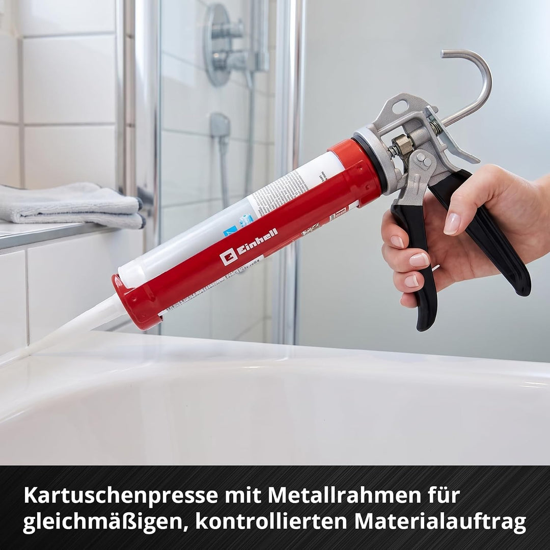 Einhell Silikonreparatur-Set, 22-tlg. (Kartuschenpresse mit 360° drehbarer Kartuschenaufnahme, 4 Fug