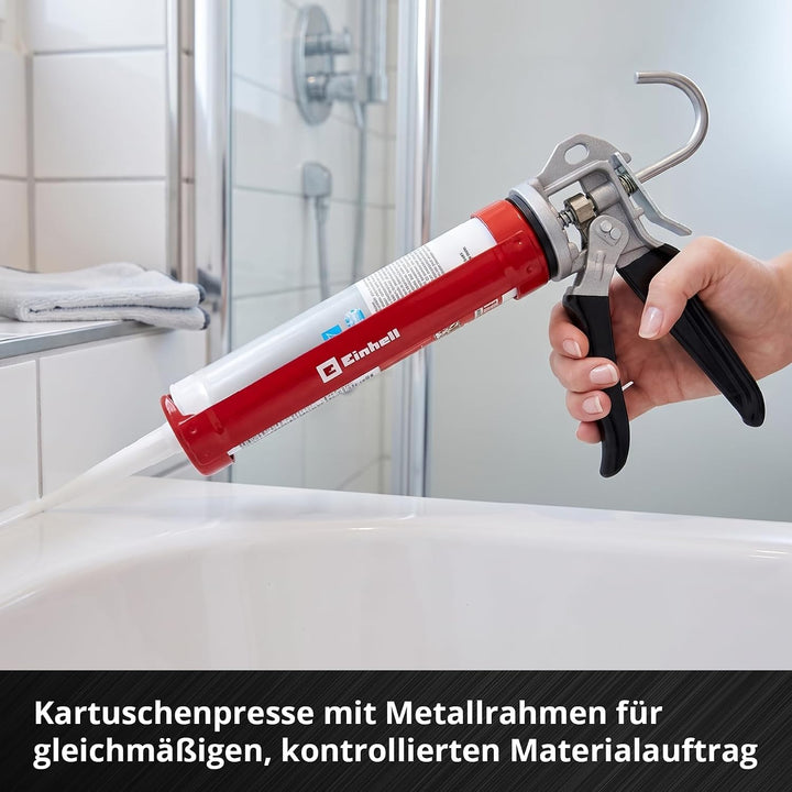 Einhell Silikonreparatur-Set, 22-tlg. (Kartuschenpresse mit 360° drehbarer Kartuschenaufnahme, 4 Fug
