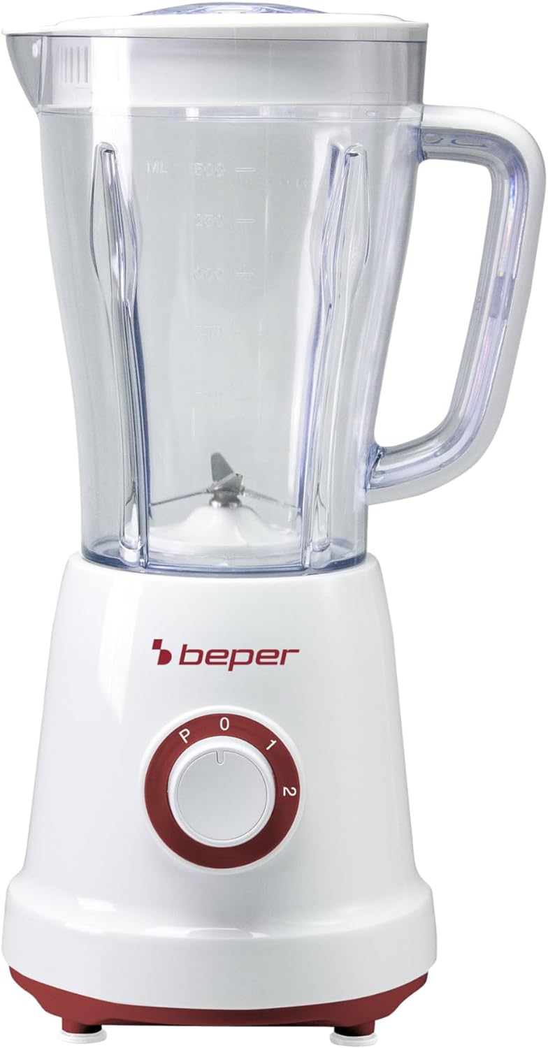 BEPER P102FRU500 Standmixer, 1,5 l, 500 W, 4 abnehmbare Klingen aus Edelstahl, 2 Geschwindigkeitsstu