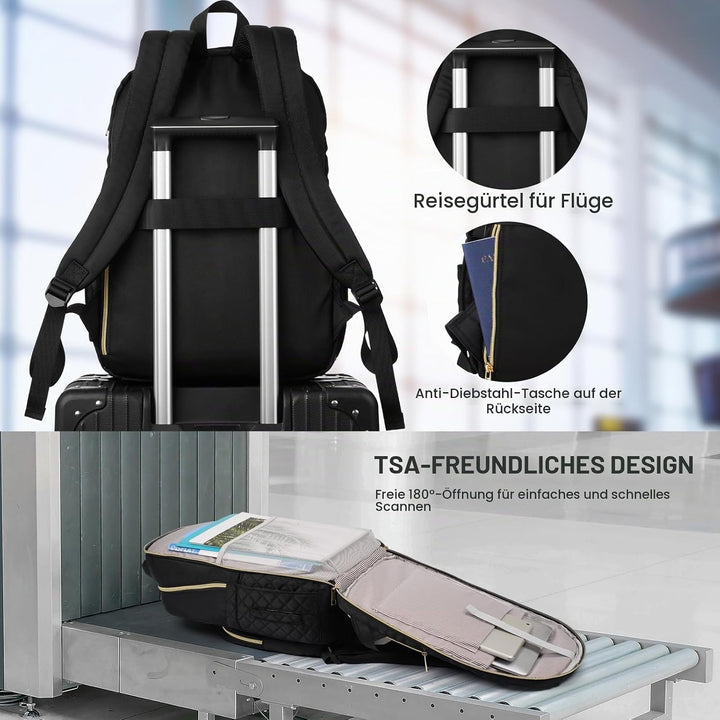 RJEU Rucksack Damen,Laptop Rucksack 15,6 Zoll Schulrucksack für Universität Studium Lehrer Arbeit Re