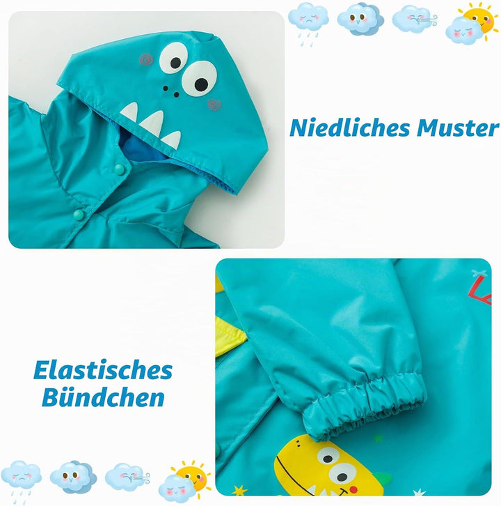 LZH Jungen Regenmantel Kinder Wasserdichte Mit Kapuze Mädchen, Jacke Hosen Anzug Lightweight 2 Stück