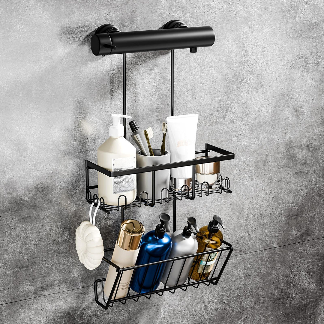 HouseUp Duschablage zum hängen Duschregal Ohne Bohren - Schwarz Shampoo Halterung für Dusche Duschko