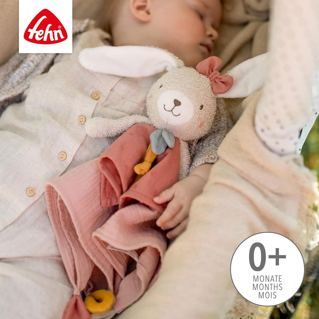 Fehn Schmusetuch Hase fehnNATUR - Spielkamerad & Stofftier-Schnuffeltuch mit Baumwolle aus kontrolli