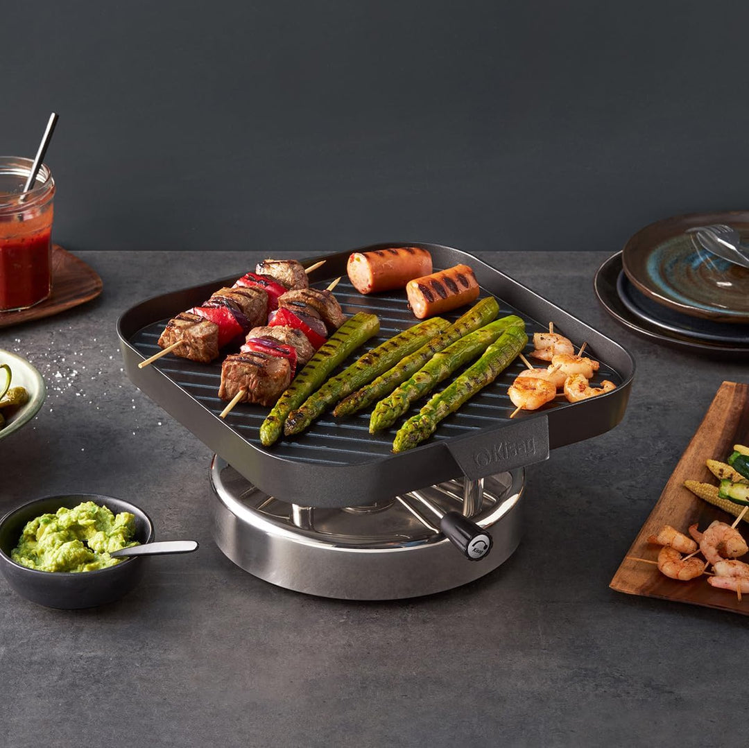 Kisag GrillplatteQUADRO 25×25cm, Antihaft‑Aluminium Grill Platte mit ILAG® 2‑lagiger Beschichtung, f