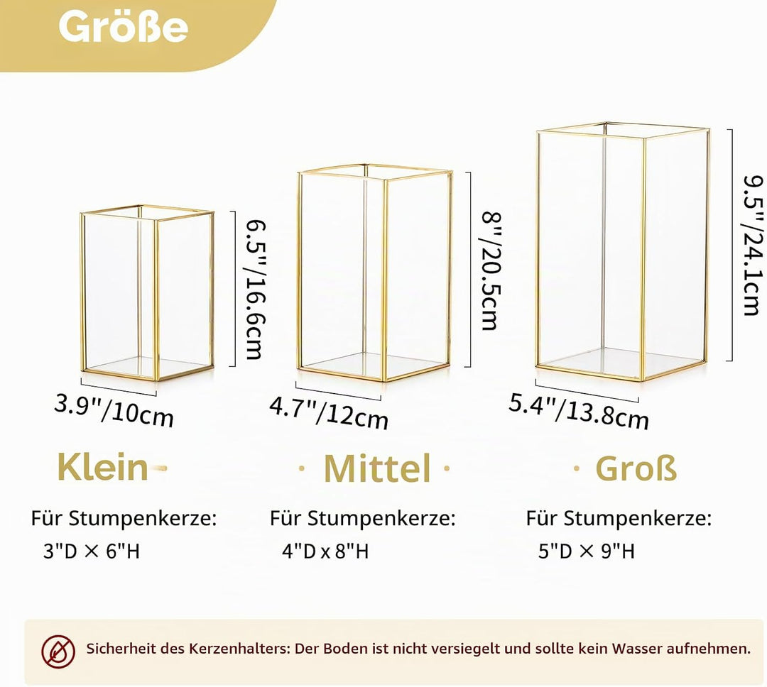Nuptio Kerzenständer Glas Windlicht: 6 Stücke Gross Kerzenhalter Stumpenkerzen, Dekorative Laternen