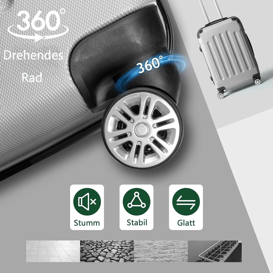 LALAHO Kofferset 3/4 teilig, Reisekoffer Set mit Kosmetikkoffer, Hartschalen Koffer Set aus ABS, Gep