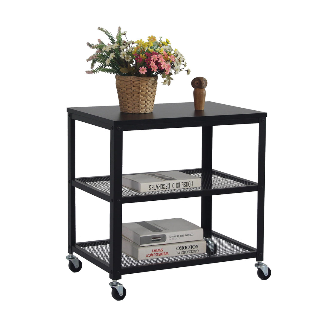 Relaxdays Rollwagen, 3 Ablagen, Küche &amp; Wohnzimmer, H x B x T: 61 x 60 x 40 cm, Beistellwagen mit Ro