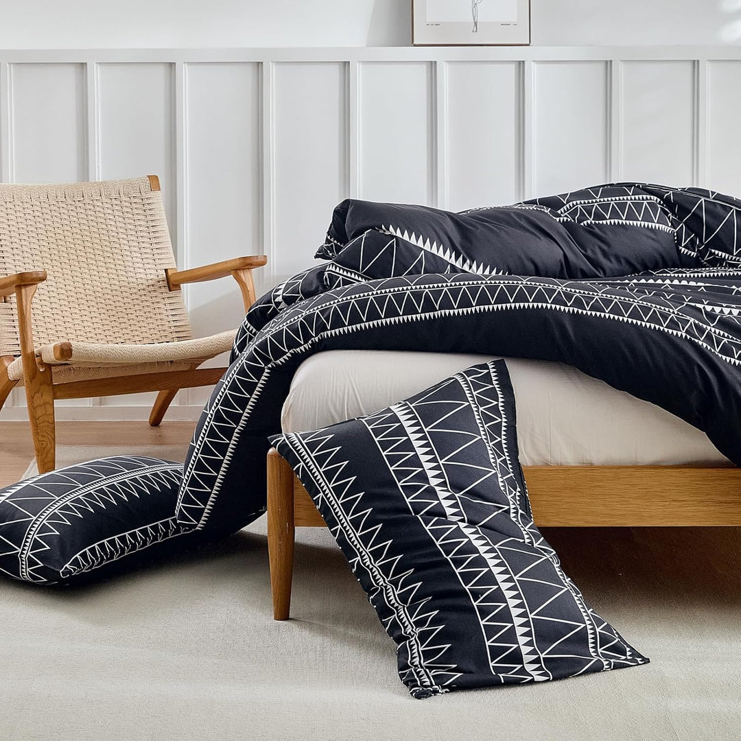 Lekesky Bettwäsche 220x200 3 teilig-Mikrofaser Bettbezug und Kopfkissenbezüge Set mit Schickem Gestr