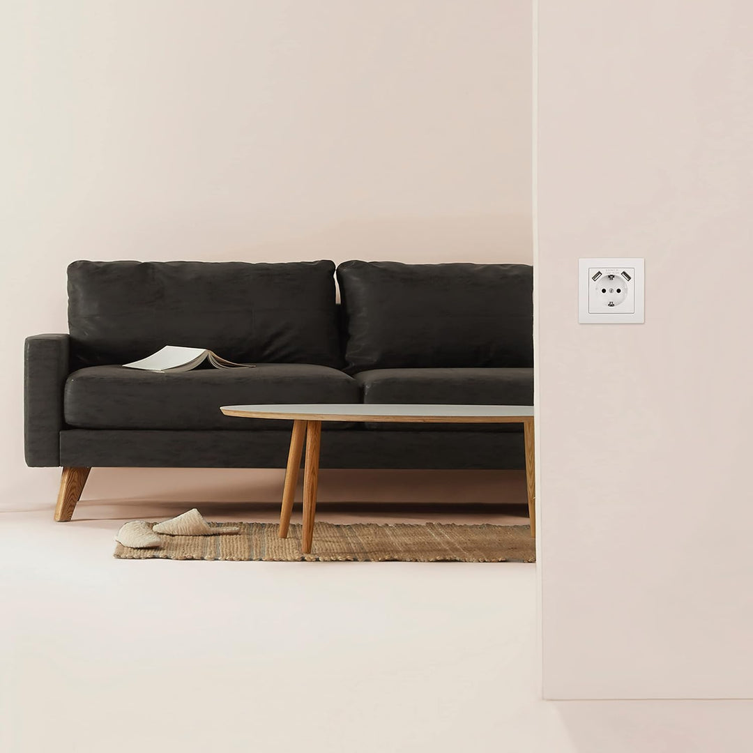 MC POWER - 12er Pack Steckdosen mit 2x USB + Rahmen | FLAIR | USB-Steckdosen Set mit 1-fach Rahmen i