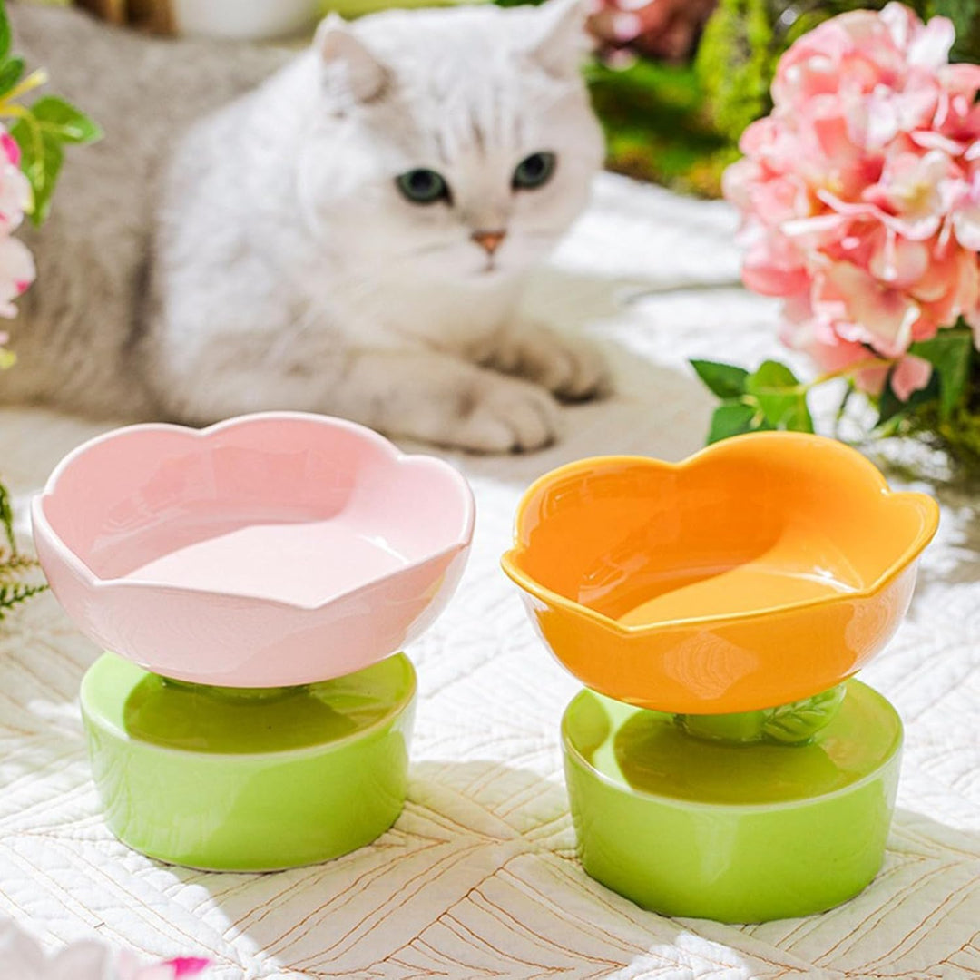 Erhöhte Katzennäpfe, Keramik, Niedliche Blumenform, Erhöhter Katzenfutternapf Für Katzen, Grosses Fa