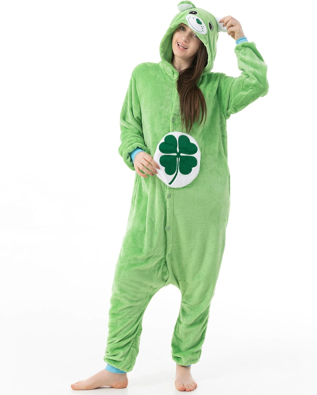 Katara 1744 - Glücksbärchi Onesie Kleeblatt-Kostüm, Lucky Bär, Party, Karnevals-Kostüm, Verkleidung