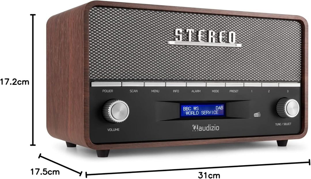 Audizio Corno - Retro Radio, DAB Plus Radio Bluetooth, Alarmfunktion, Radiowecker, Retro UKW-Radio,