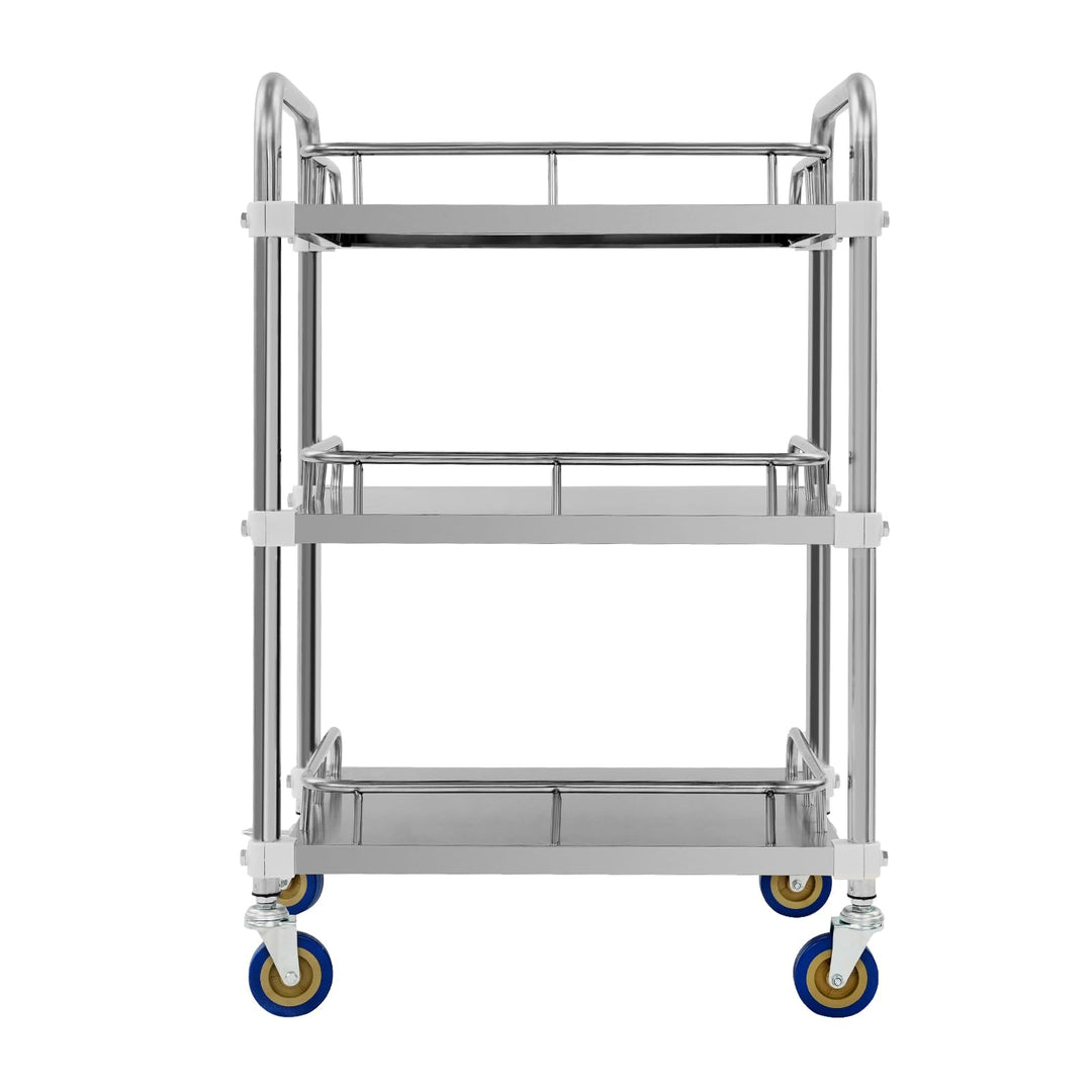 Servierwagen 3 Stöckig Edelstahl Verdickt 50x40x86cm Rollen Bremse | Verdickter Edelstahl, 25 Kg Pro