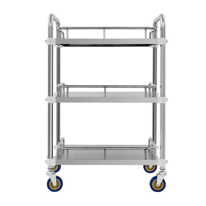 Servierwagen 3 Stöckig Edelstahl Verdickt 50x40x86cm Rollen Bremse | Verdickter Edelstahl, 25 Kg Pro