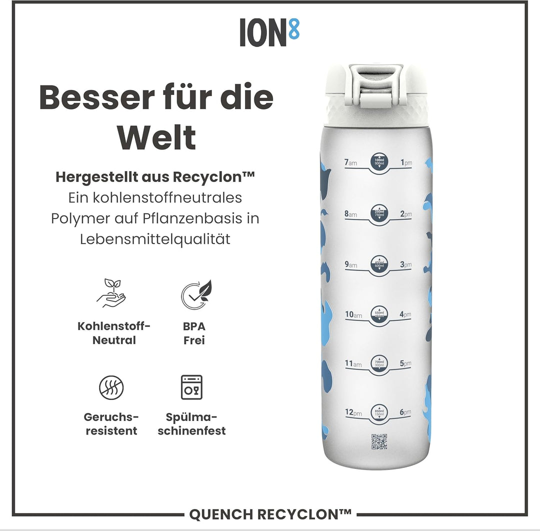 ION8 1 Liter Trinkflasche, 1000ml, Auslaufsicher, Einhandöffnung, Sichere Verriegelung, Spülmaschine