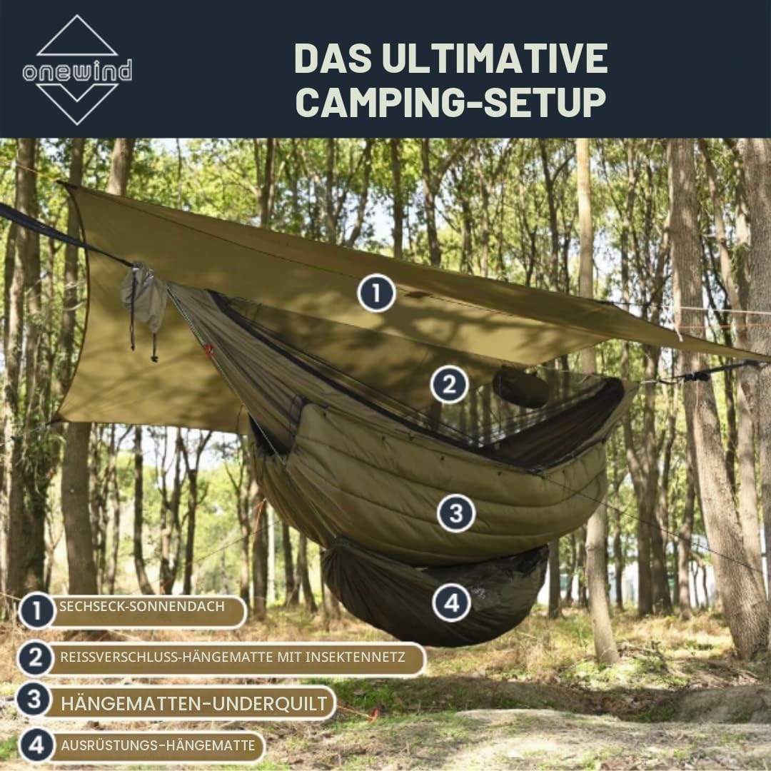 Onewind Hängematte Underquilt, volle Länge unter Decke mit Isolierung für Hängematte Camping,4 Jahre