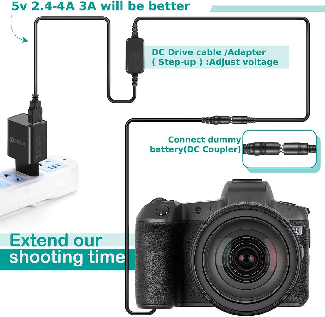 Raeisusp 5V USB Adapter Kit Kabel DC 8.4V ACK-E6 + DR-E6 LP-E6 LP E6 Völlig Decodierte Dummy Batteri