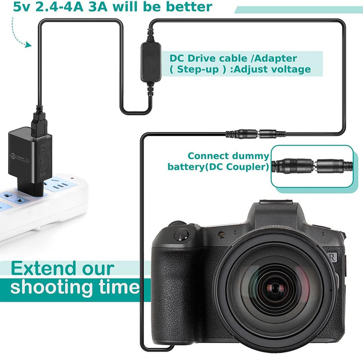 Raeisusp 5V USB Adapter Kit Kabel DC 8.4V ACK-E6 + DR-E6 LP-E6 LP E6 Völlig Decodierte Dummy Batteri